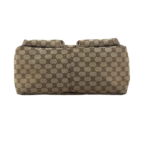 Pre-owned gucci-medium-pocket-tote-gg-canvas-bag-beige-ebony