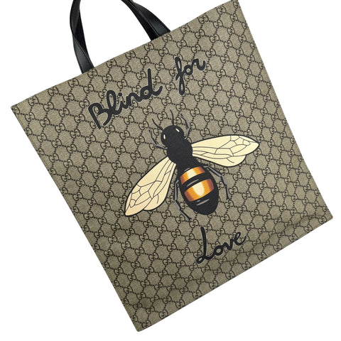 Pre-owned gucci-handbag-shoulder-bag-bee-print-brown-black