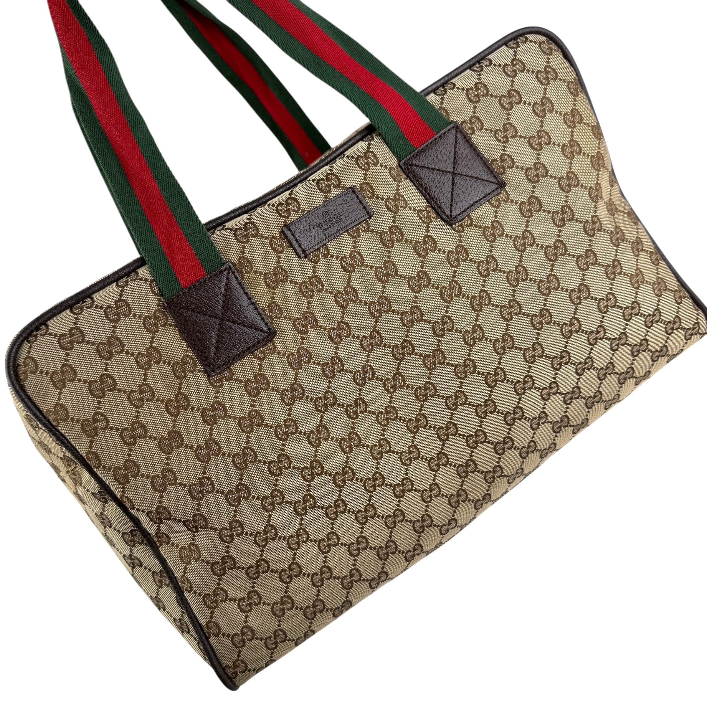 Pre-owned gucci-canvas-web-travel-bag