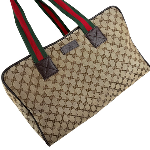 Pre-owned gucci-canvas-web-travel-bag