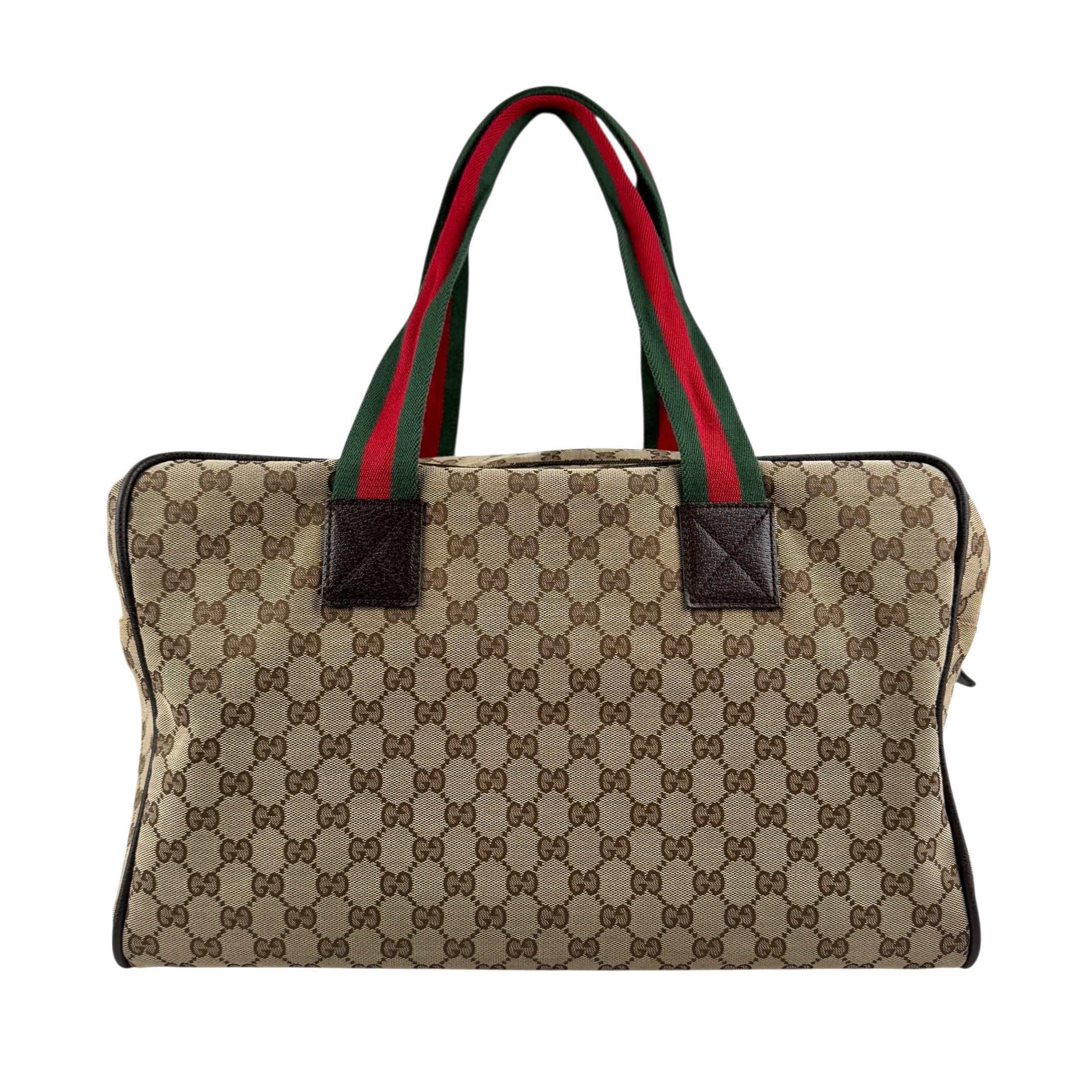 Pre-owned gucci-canvas-web-travel-bag back view