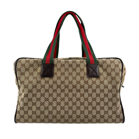 Pre-owned gucci-canvas-web-travel-bag back view
