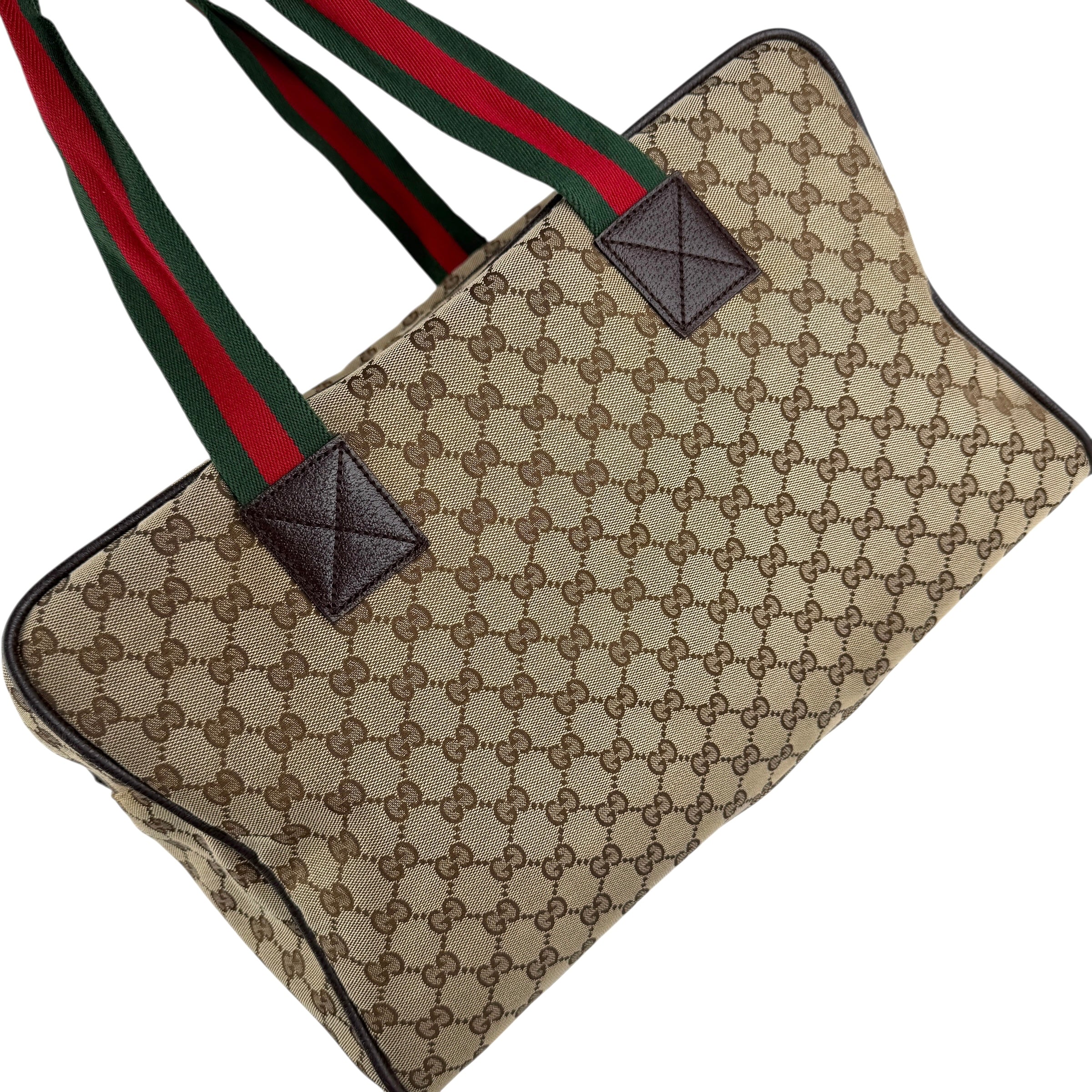 Pre-owned gucci-canvas-web-travel-bag