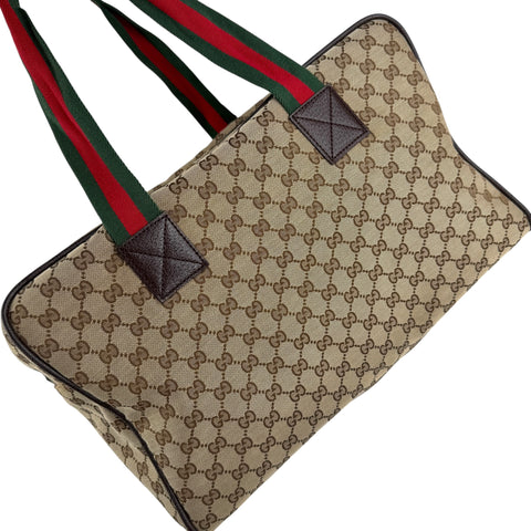 Pre-owned gucci-canvas-web-travel-bag