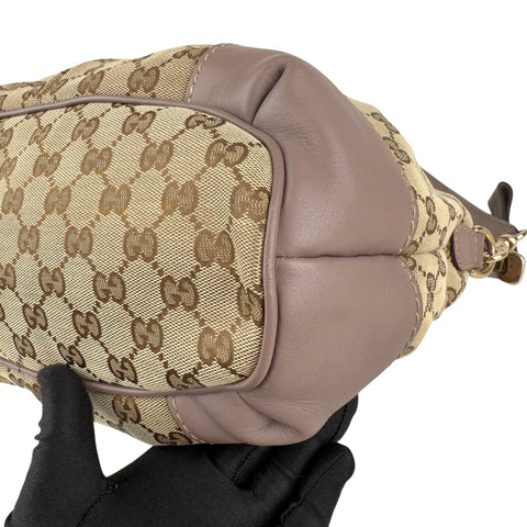 Pre-owned gucci-gg-canvas-sukey-top-handle-handbag-beige-purple