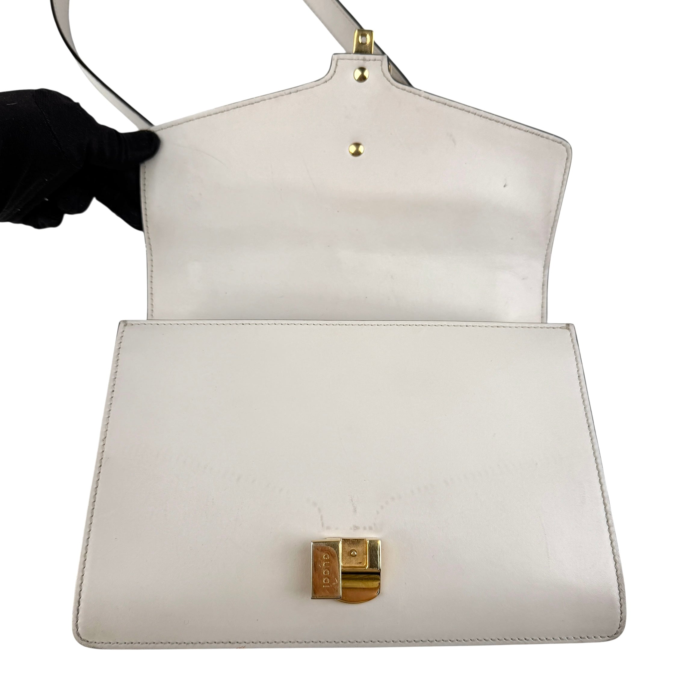 gucci sylvie white calfskin leather shoulder bag