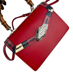 Pre-owned gucci-bamboo-lilith-coral-snake-handbag
