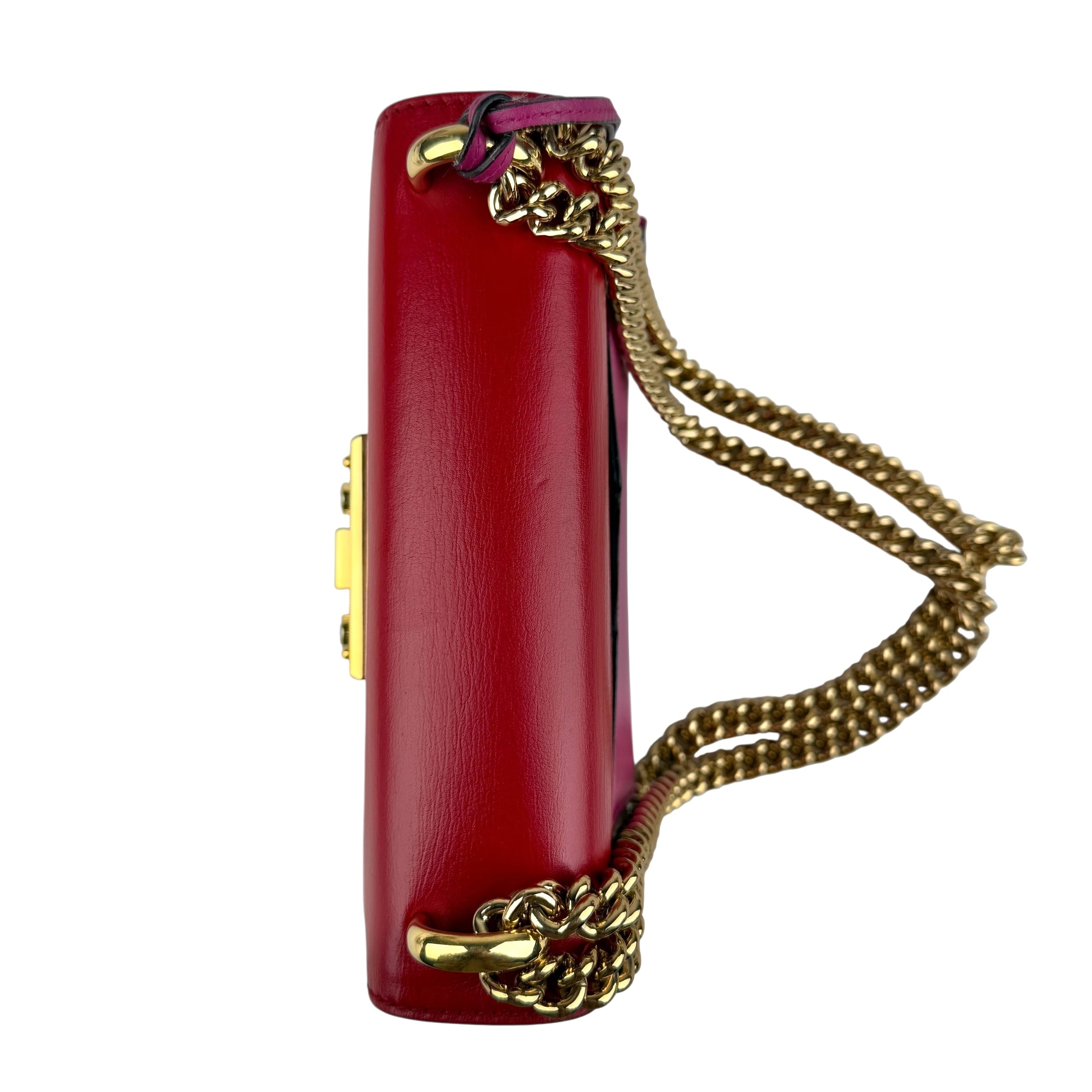 Pre-owned gucci-padlock-gg-supreme-chain-shoulder-bag