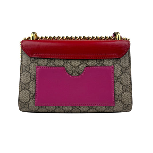 Pre-owned gucci-padlock-gg-supreme-chain-shoulder-bag back view