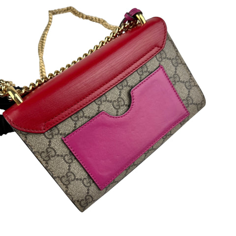 Pre-owned gucci-padlock-gg-supreme-chain-shoulder-bag