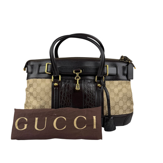 Pre-owned gucci-gg-canvas-body-bag-brown back view