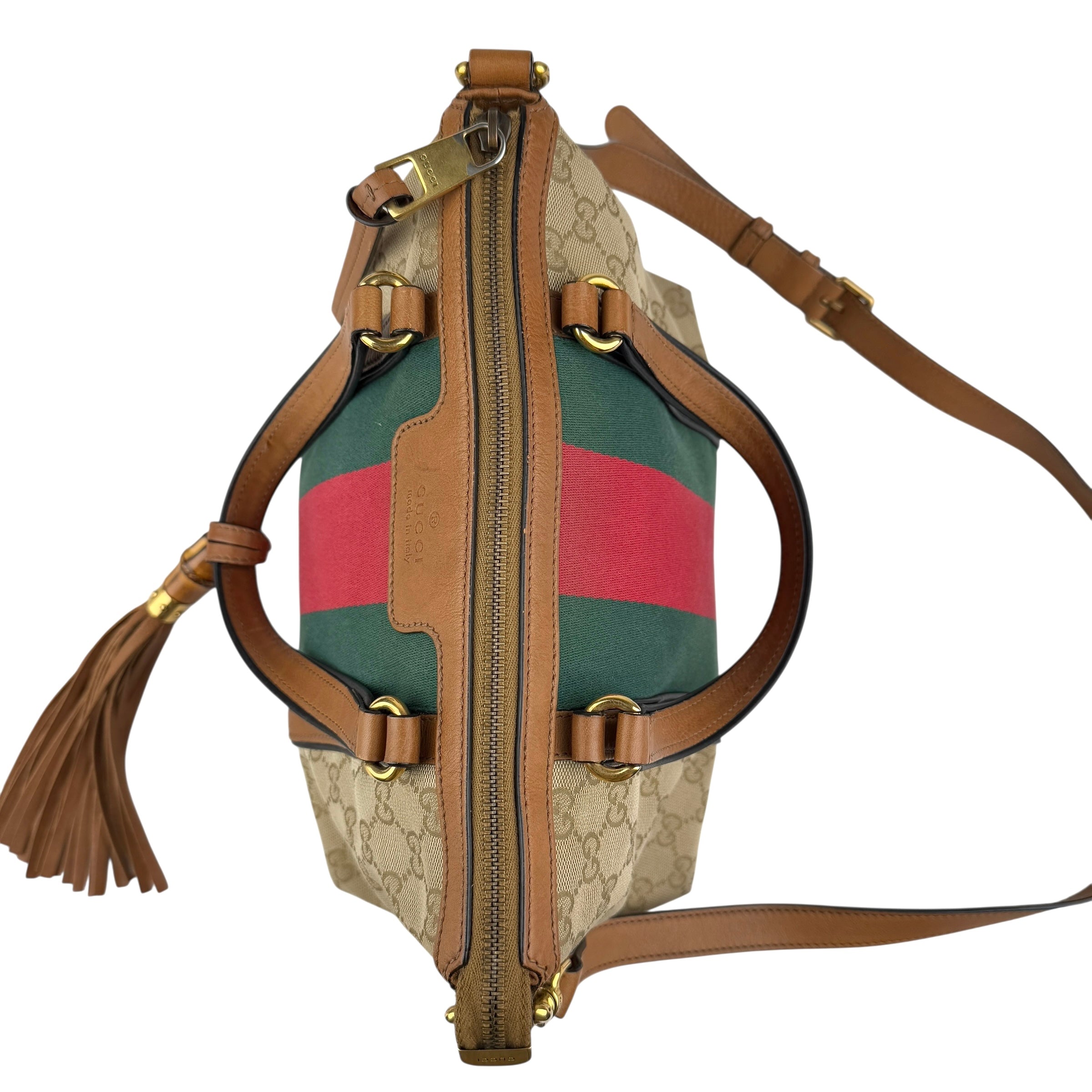 Pre-owned gucci-rania-convertible-top-handle-bag-gg-canvas