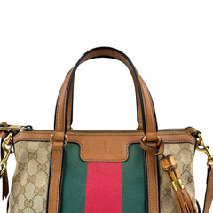 Pre-owned gucci-rania-convertible-top-handle-bag-gg-canvas