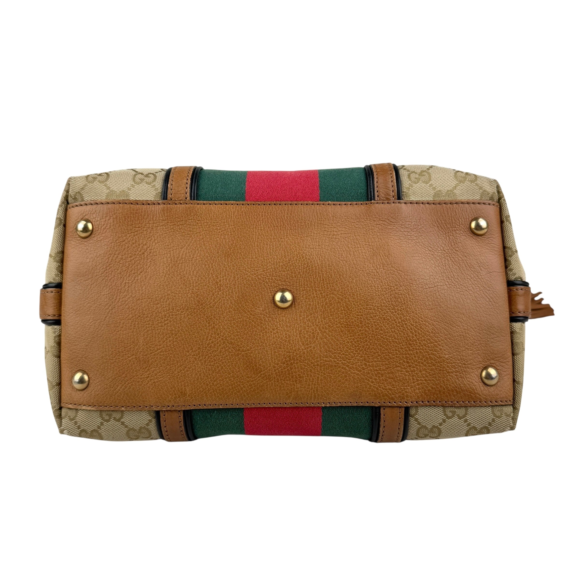 Pre-owned gucci-rania-convertible-top-handle-bag-gg-canvas