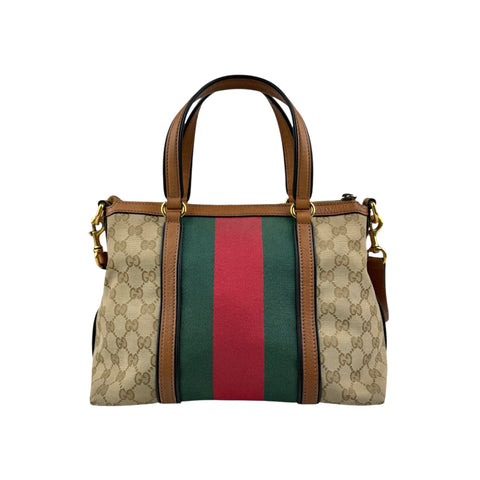 Pre-owned gucci-rania-convertible-top-handle-bag-gg-canvas back view