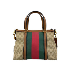 Pre-owned gucci-rania-convertible-top-handle-bag-gg-canvas back view