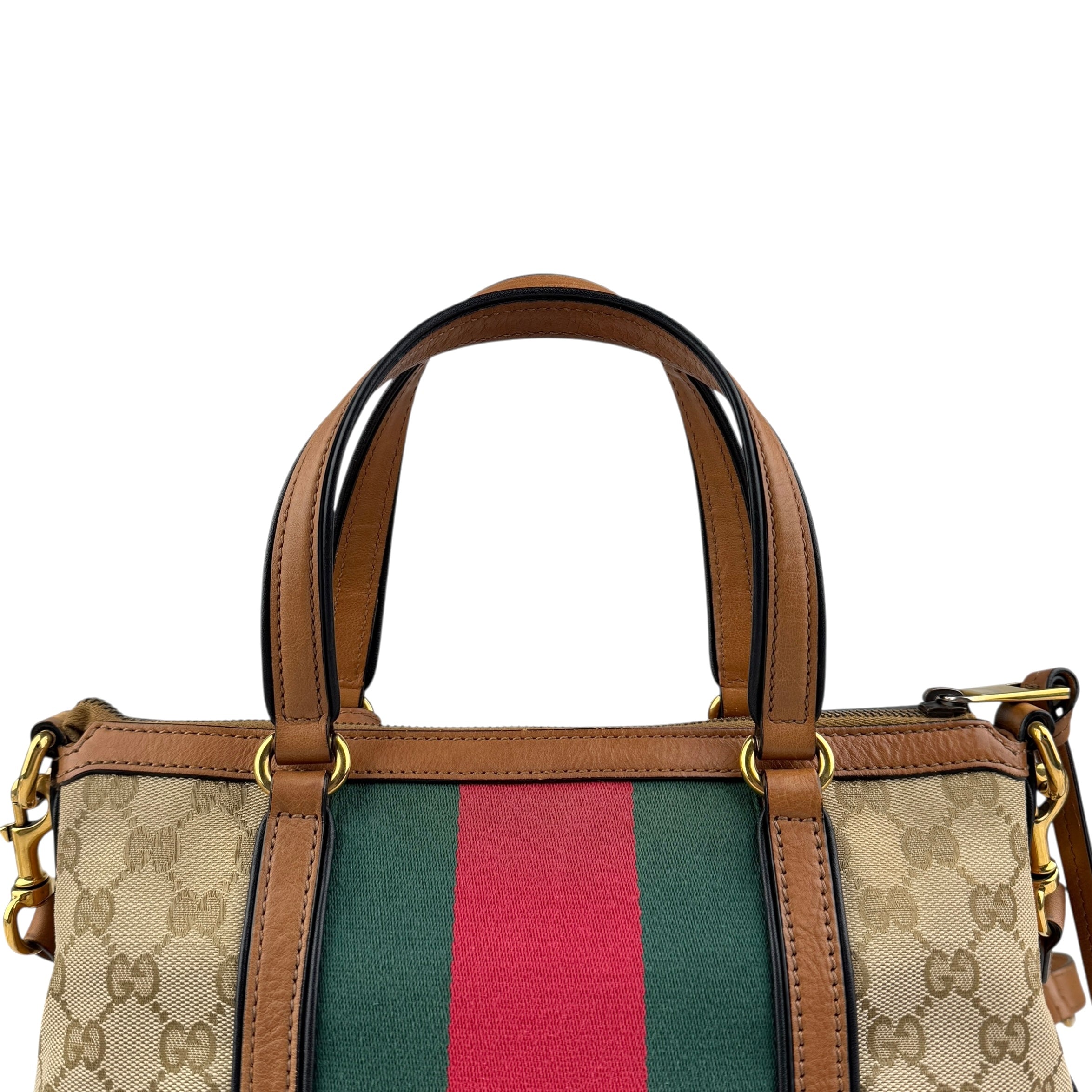 Pre-owned gucci-rania-convertible-top-handle-bag-gg-canvas