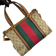 Pre-owned gucci-rania-convertible-top-handle-bag-gg-canvas