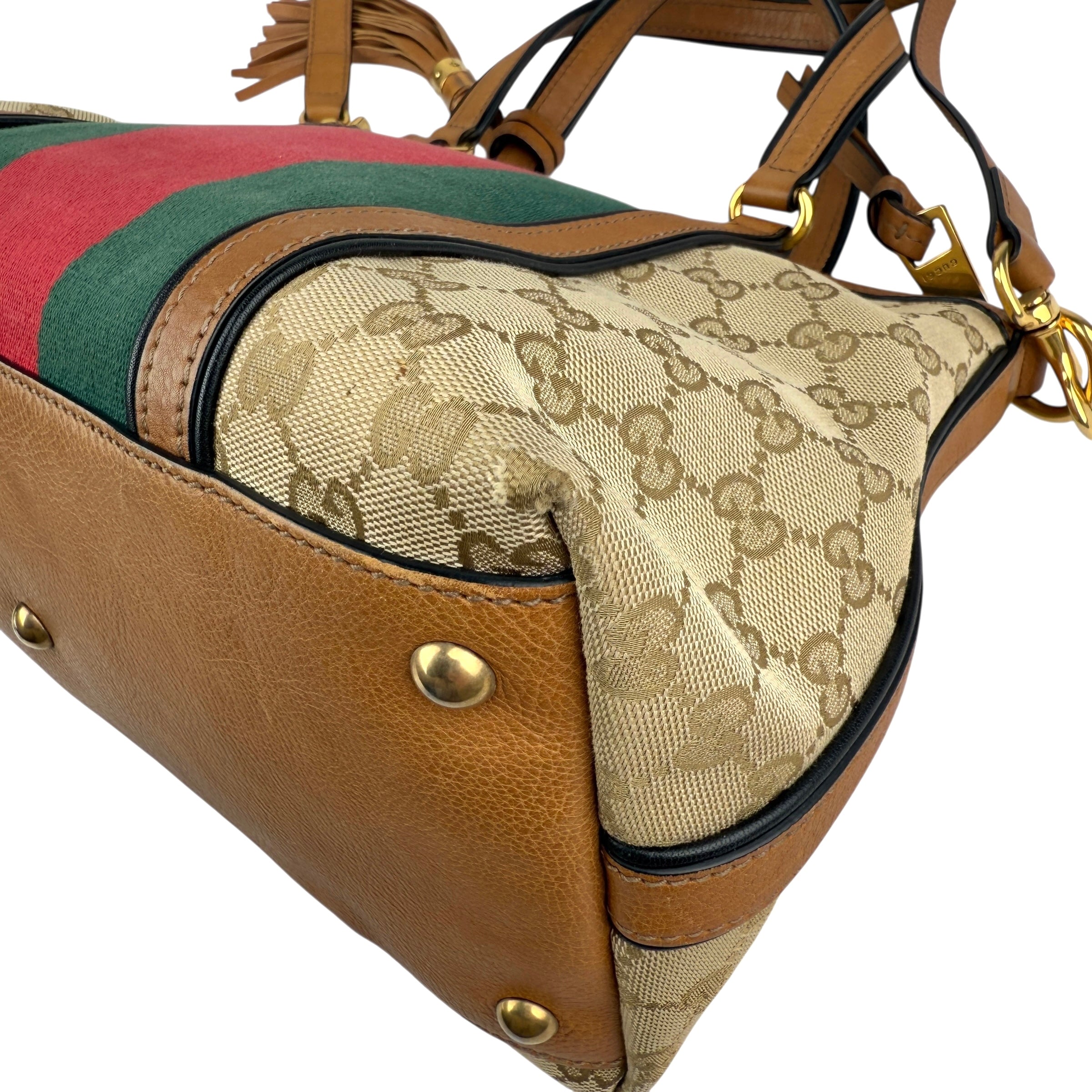 Pre-owned gucci-rania-convertible-top-handle-bag-gg-canvas