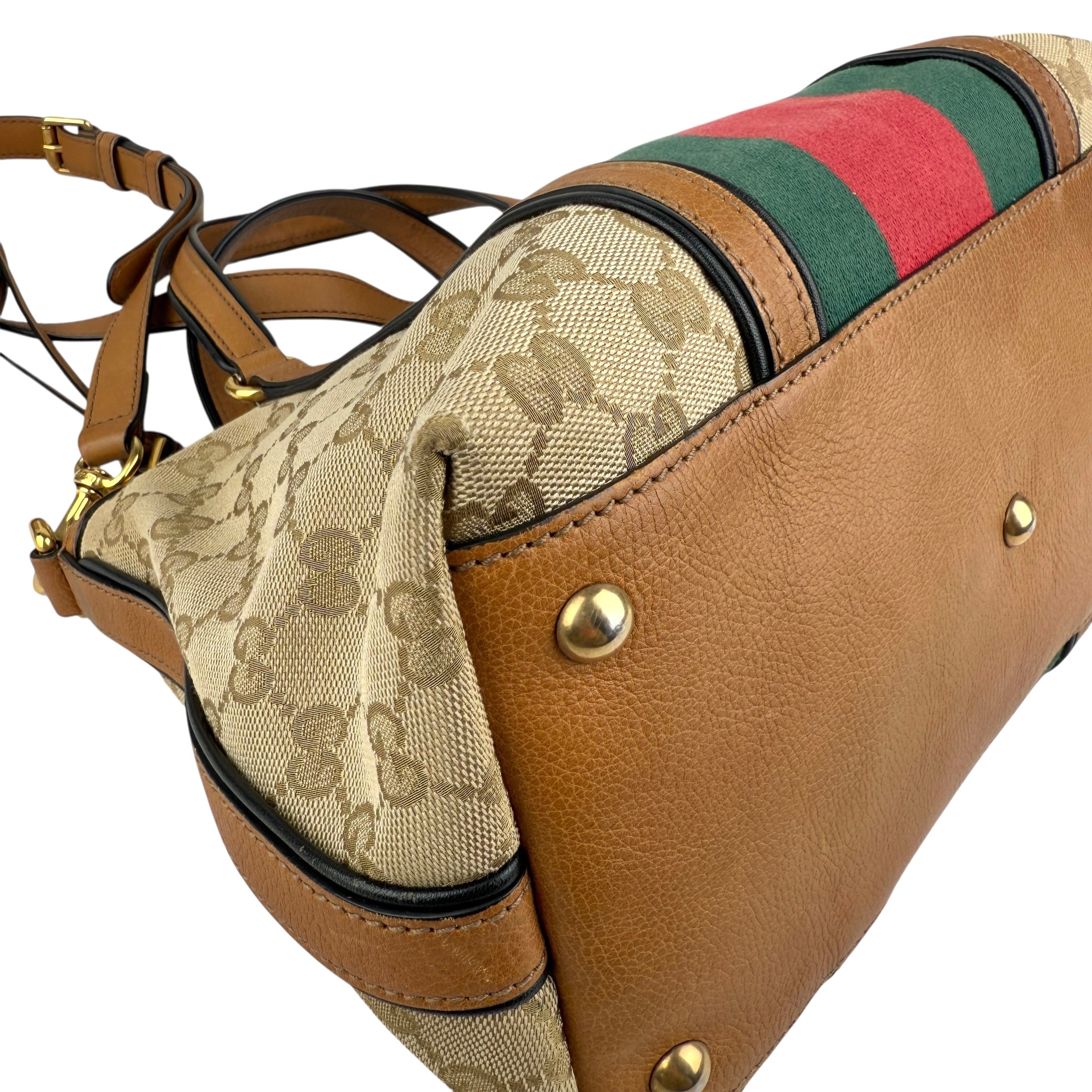 Pre-owned gucci-rania-convertible-top-handle-bag-gg-canvas