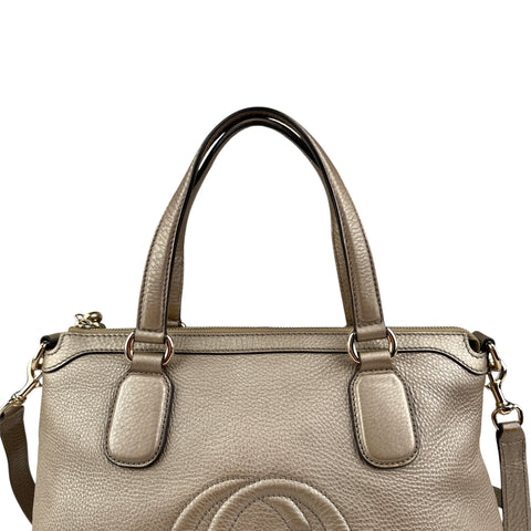 Gucci Soho Handbag Shoulder Bag Medium Gold Leather Bag Crossbody Strap
