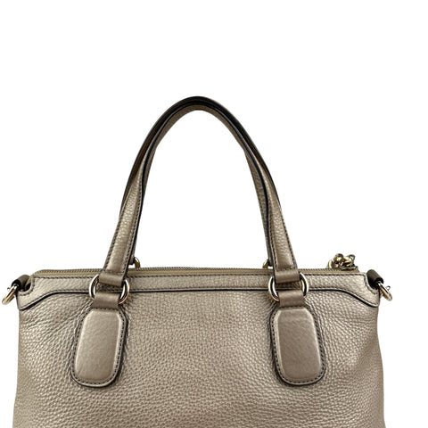 Gucci Soho Handbag Shoulder Bag Medium Gold Leather Bag Crossbody Strap