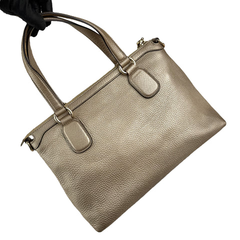 Gucci Soho Handbag Shoulder Bag Medium Gold Leather Bag Crossbody Strap