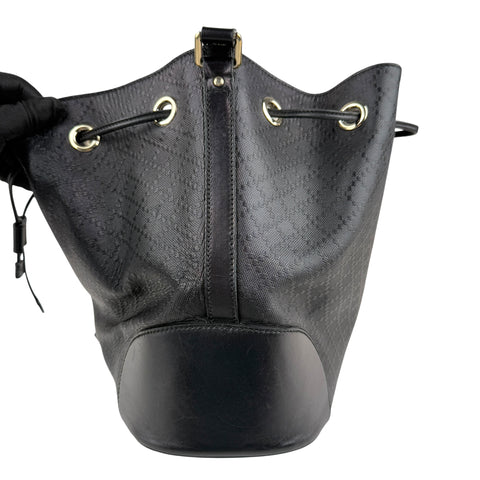 Pre-owned gucci-black-leather-diamante-bucket-bag