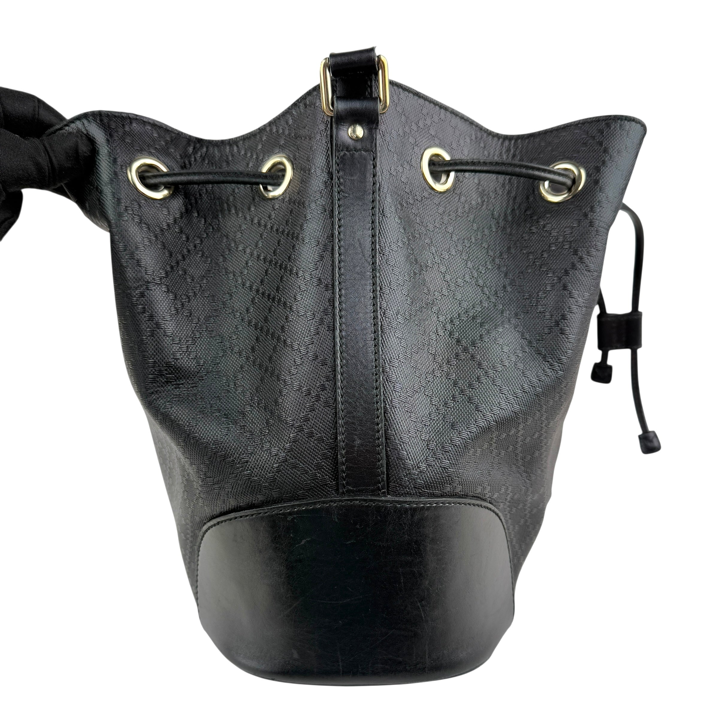 Pre-owned gucci-black-leather-diamante-bucket-bag