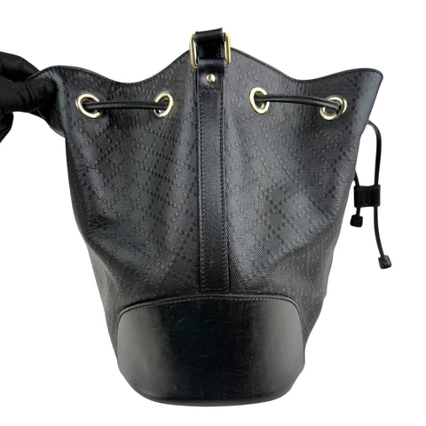 Pre-owned gucci-black-leather-diamante-bucket-bag
