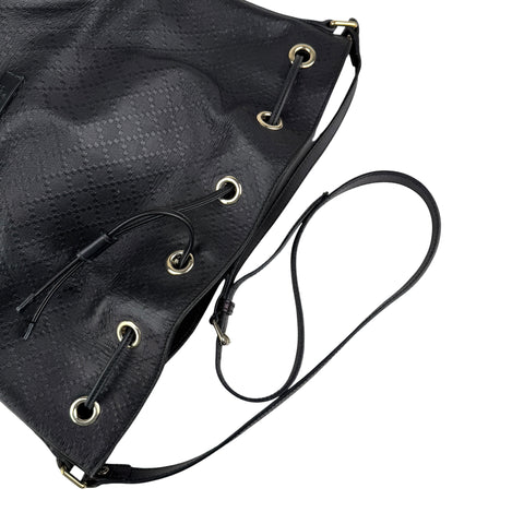 Pre-owned gucci-black-leather-diamante-bucket-bag