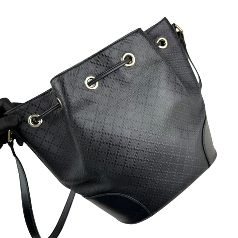 Pre-owned gucci-black-leather-diamante-bucket-bag