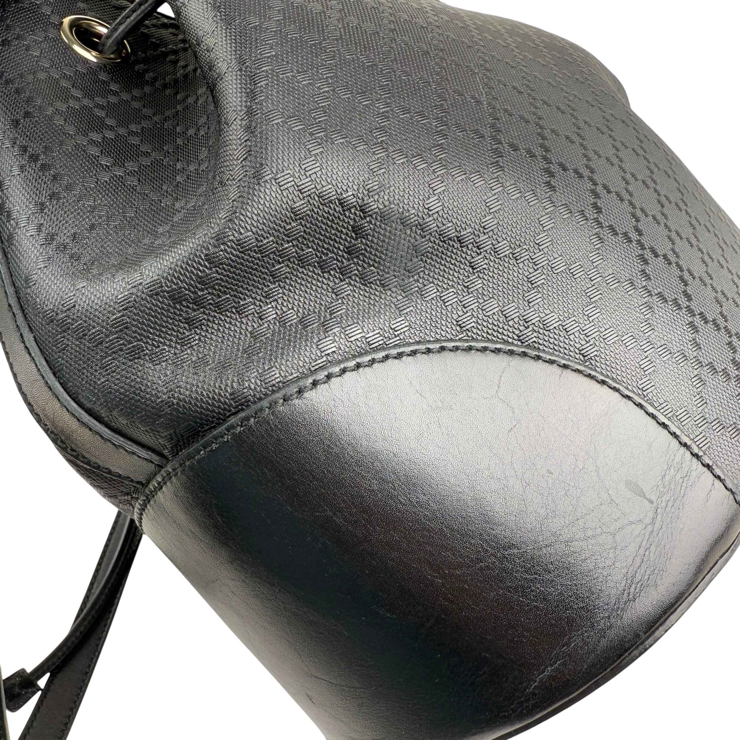Pre-owned gucci-black-leather-diamante-bucket-bag