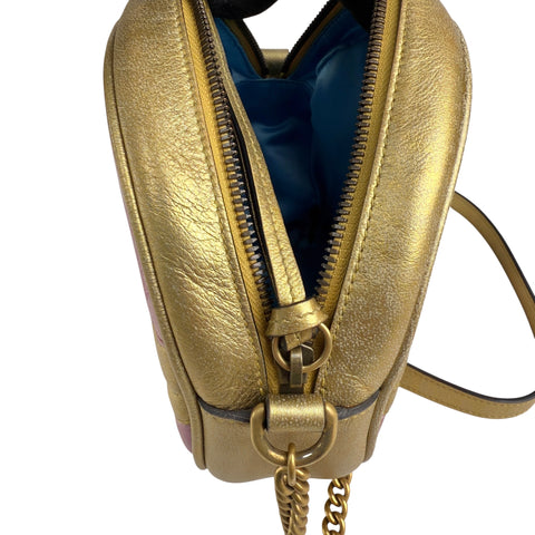 Gucci Gold GG Marmont Round Crossbody Bag