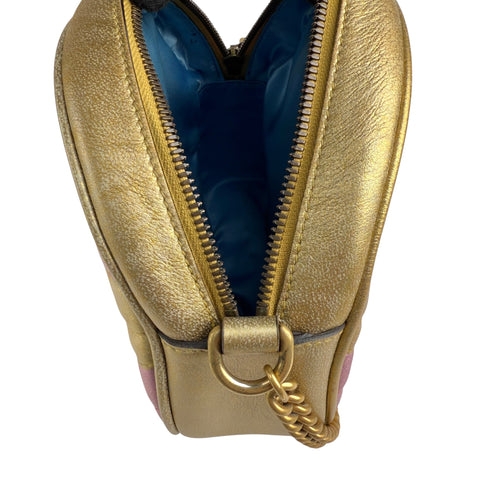 Gucci Gold GG Marmont Round Crossbody Bag