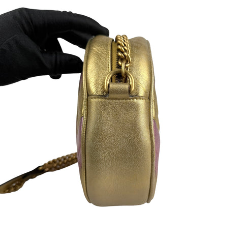 Gucci Gold GG Marmont Round Crossbody Bag