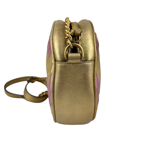 Gucci Gold GG Marmont Round Crossbody Bag