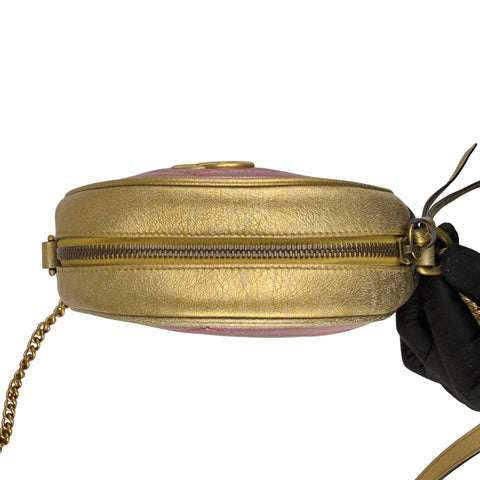 Gucci Gold GG Marmont Round Crossbody Bag