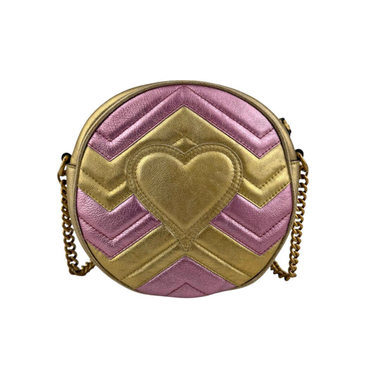 Gucci Gold GG Marmont Round Crossbody Bag
