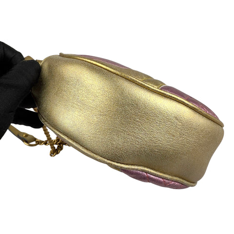 Gucci Gold GG Marmont Round Crossbody Bag