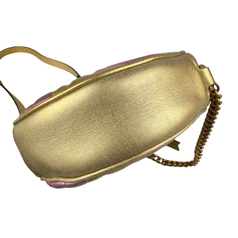 Gucci Gold GG Marmont Round Crossbody Bag