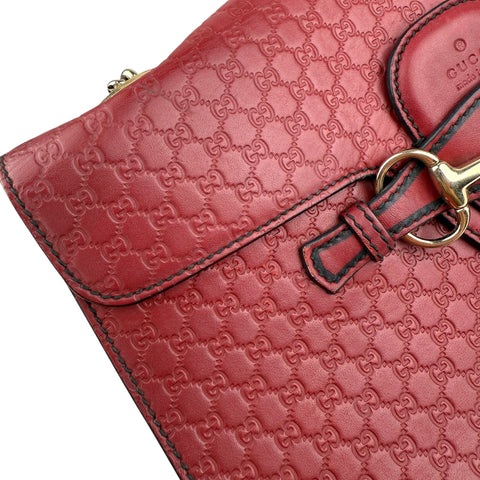 Pre-owned gucci red microguccissima leather medium emily chain shoulder bag front