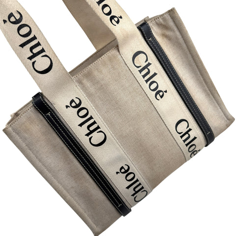 Chloé Woody tote bag in linen