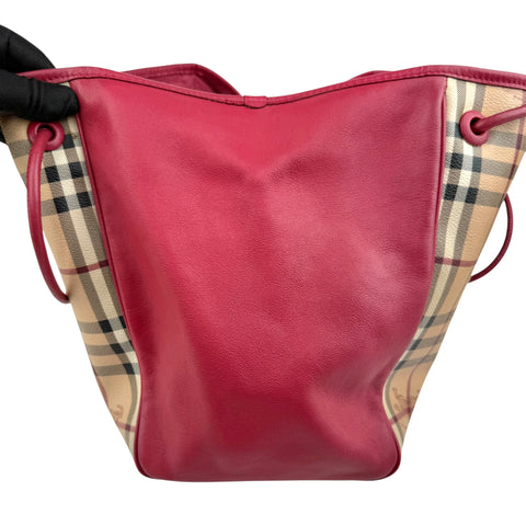 Burberry Leather Trimmed Haymarket Check Coated Canvas Canterbury tote bag