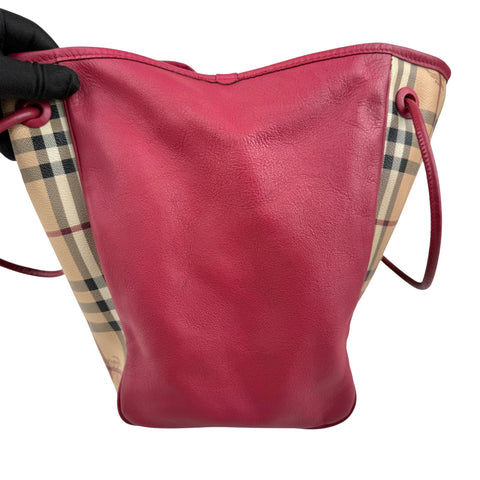 Burberry Leather Trimmed Haymarket Check Coated Canvas Canterbury tote bag