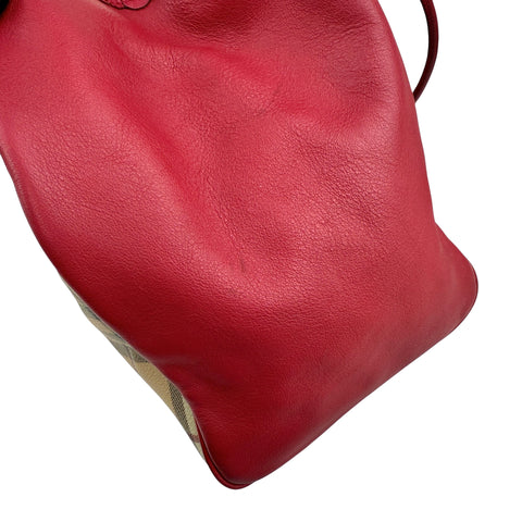 Burberry Leather Trimmed Haymarket Check Coated Canvas Canterbury tote bag