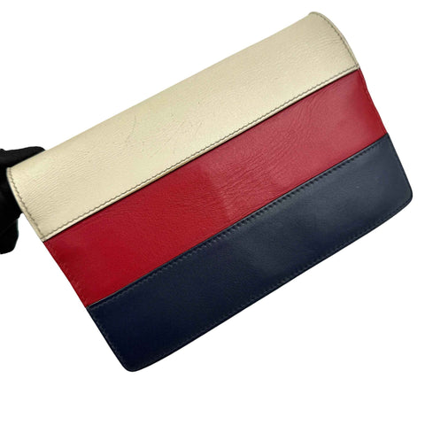 Gucci Calfskin Queen Margaret Chain Wallet Blue Agata Hibiscus Red Mystic White