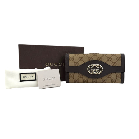 Gucci Beige/Brown GG Canvas and Leather Wallet