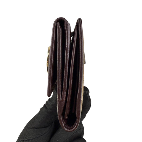 Gucci Lovely Brown Canvas Leather Long Wallet