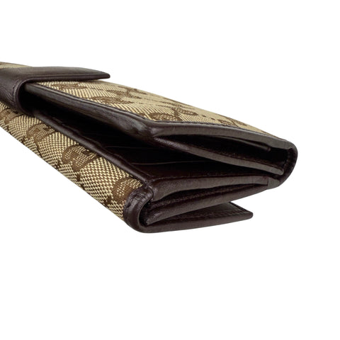 Gucci Lovely Brown Canvas Leather Long Wallet